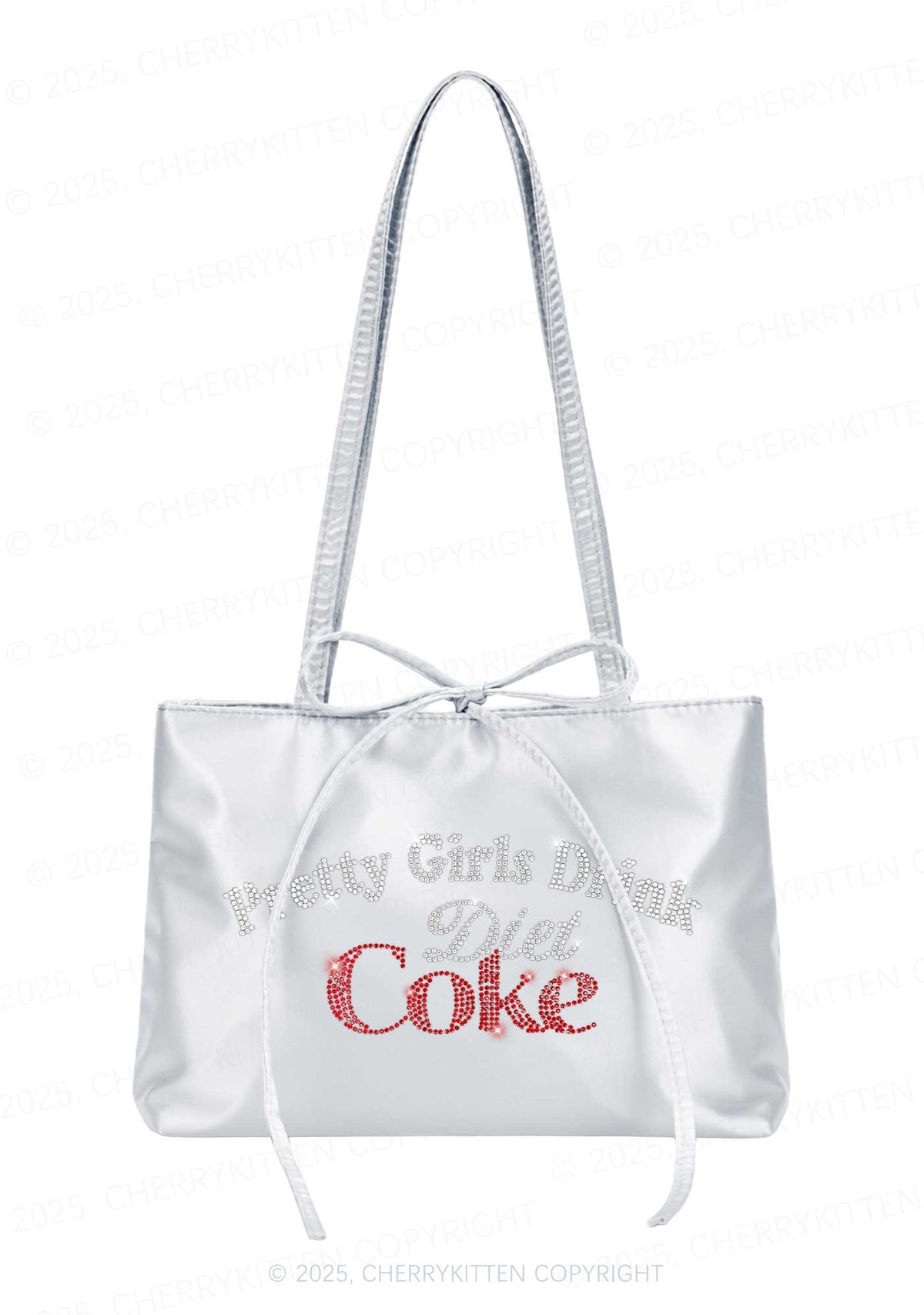Rhinestone Pretty Girls Drink Diet Cola Y2K Satin Bags Cherrykitten