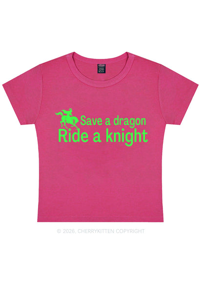 Save Dragon Ride Knight Y2K Baby Tee Cherrykitten
