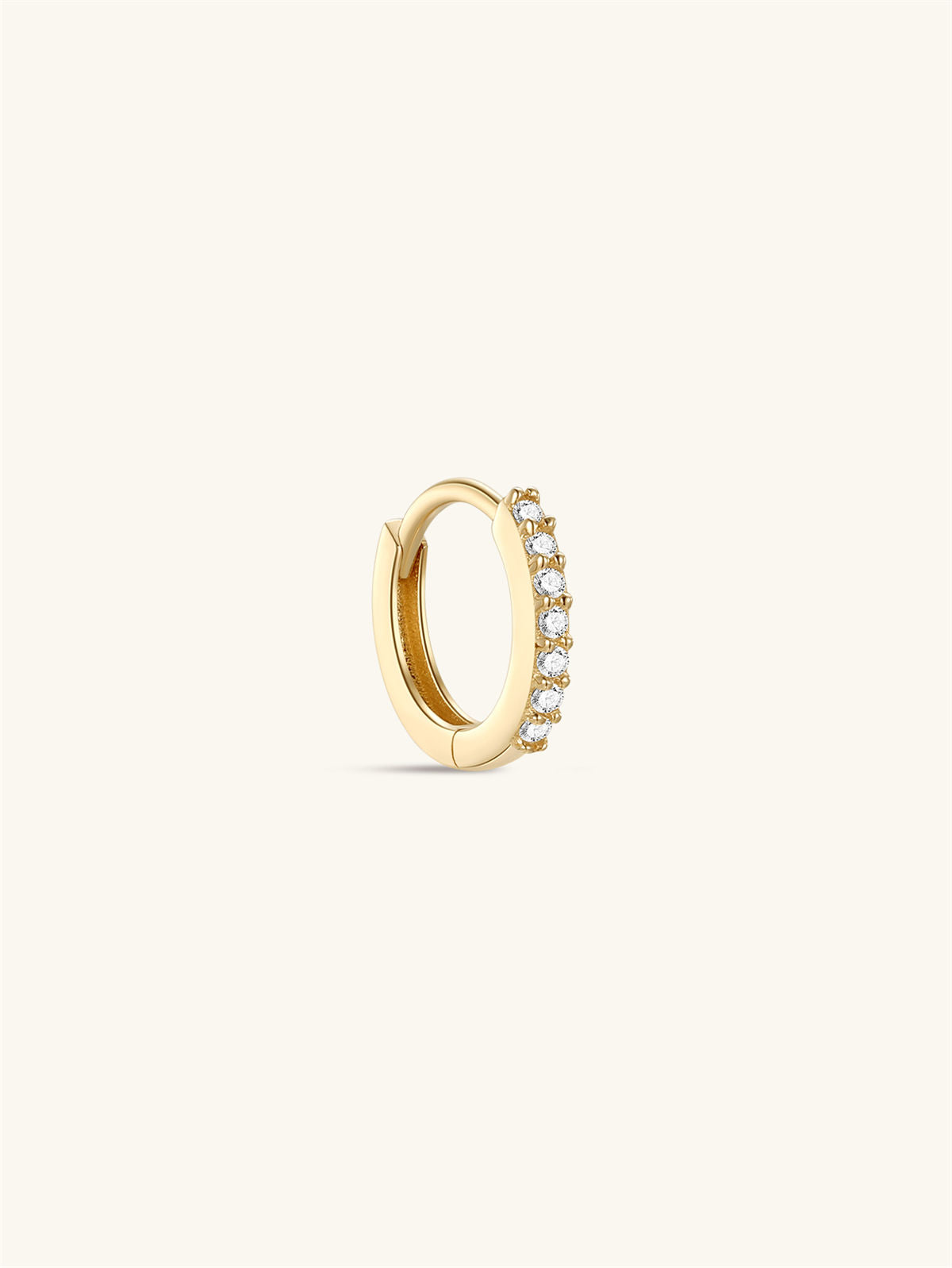 KOSINER 14K Solid Gold Classic Crystal Pave Hoop