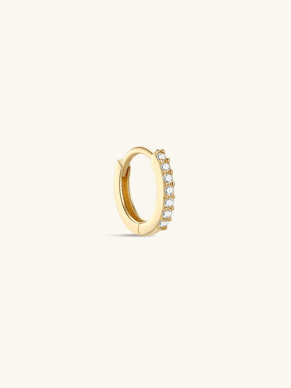 KOSINER 14K Solid Gold Classic Crystal Pave Hoop