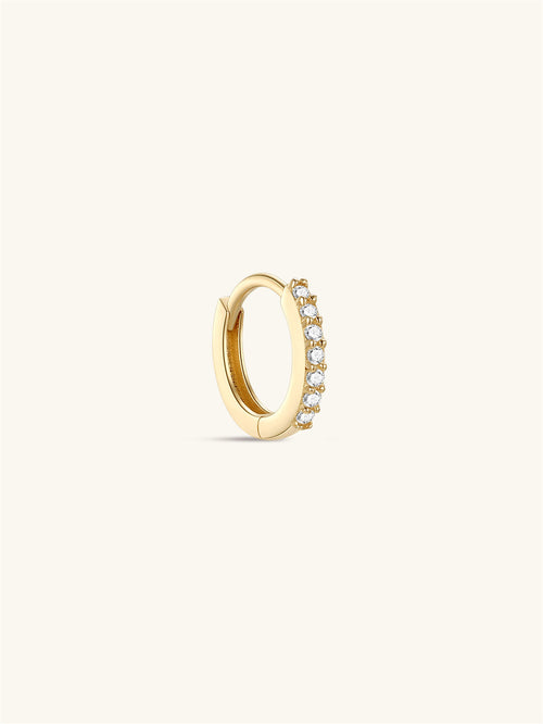 KOSINER 14K Solid Gold Classic Crystal Pave Hoop