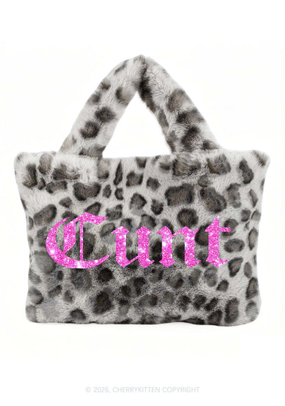 Glitter Cxxt Y2K Plush Leopard Handbag Cherrykitten