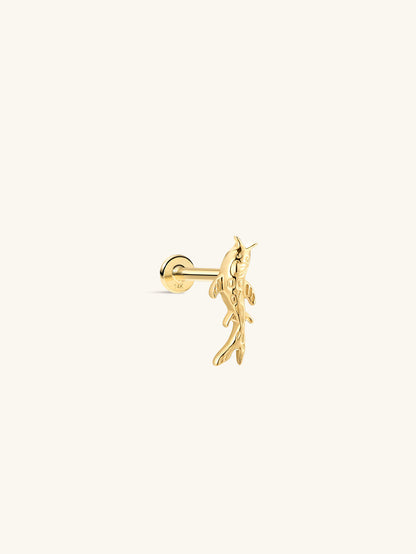 KOSINER 14K Solid Gold Dainty Textured Goldfish Flat Back Stud