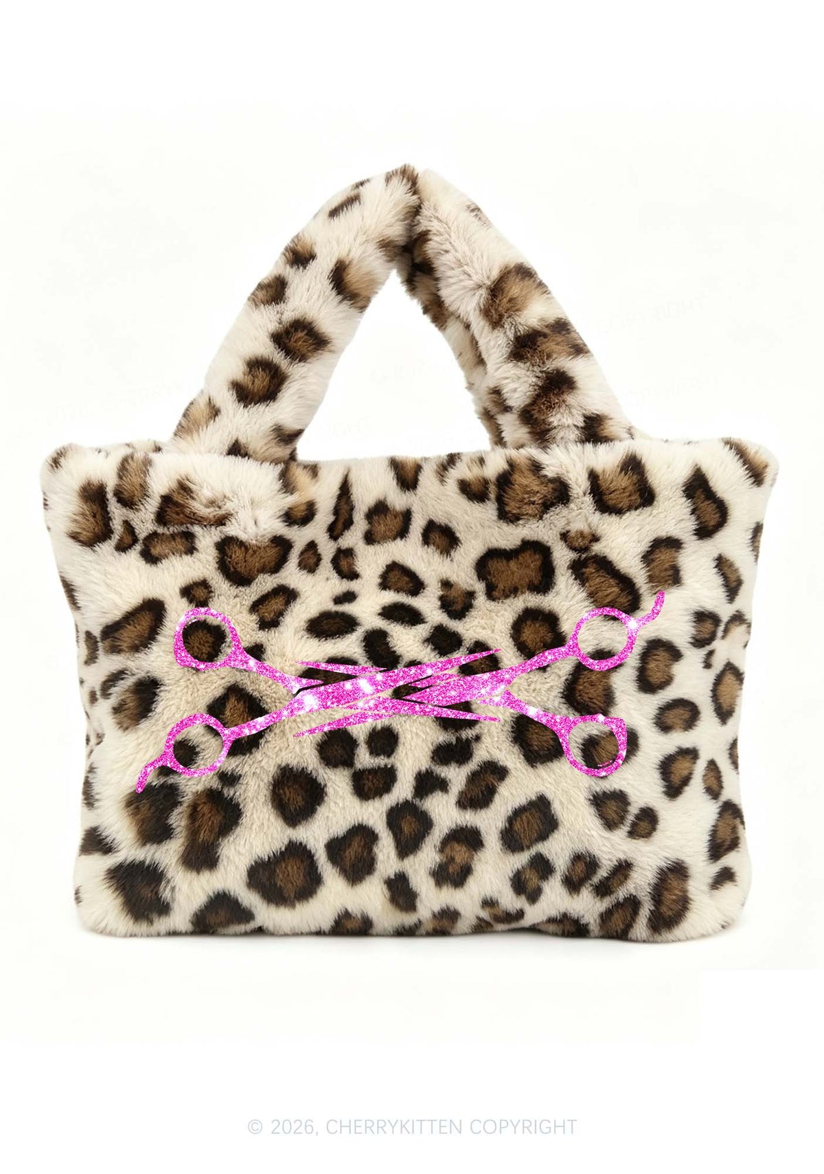 Glitter Scissors Y2K Plush Leopard Handbag Cherrykitten