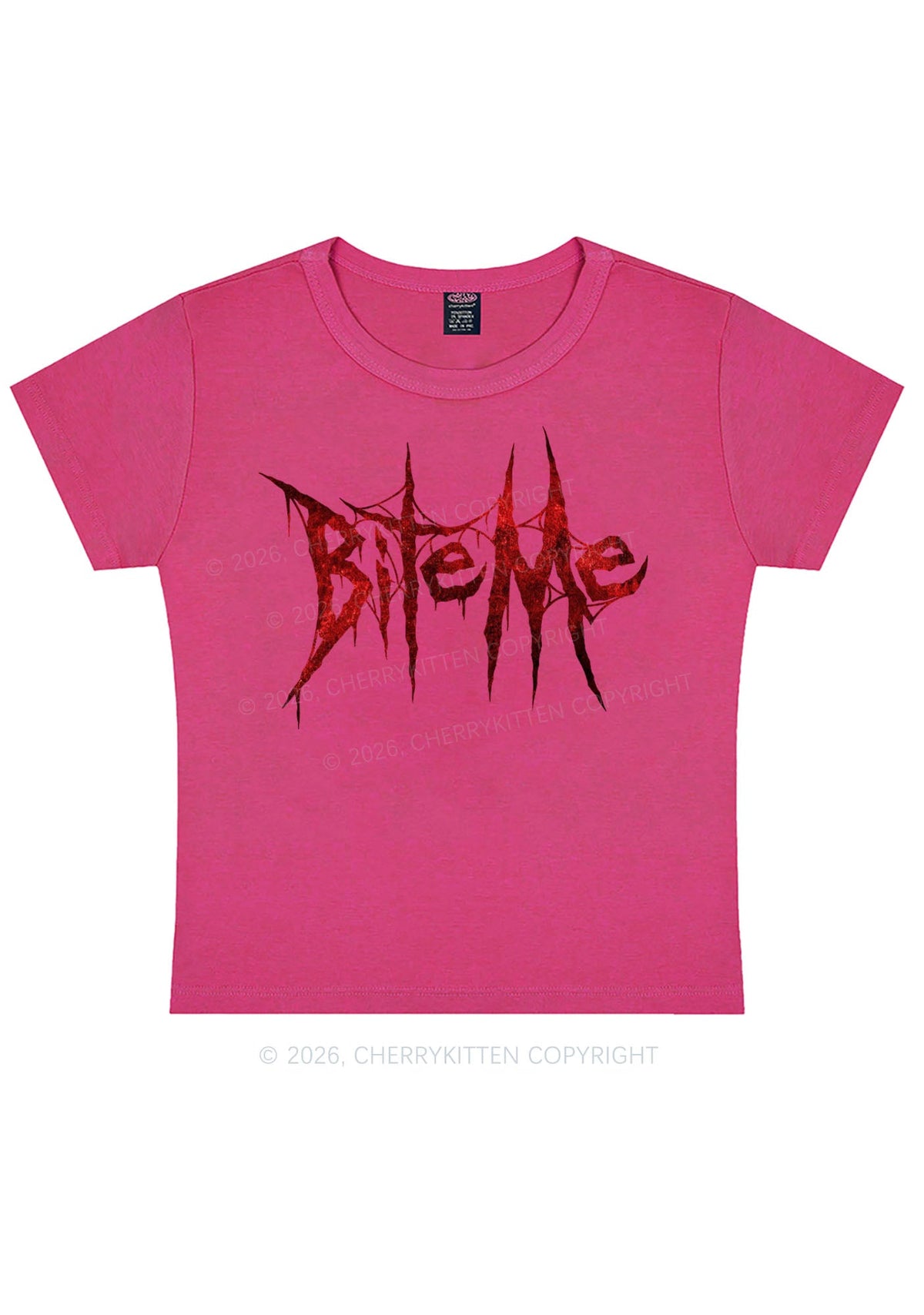 Halloween Bite Me Y2K Baby Tee Cherrykitten
