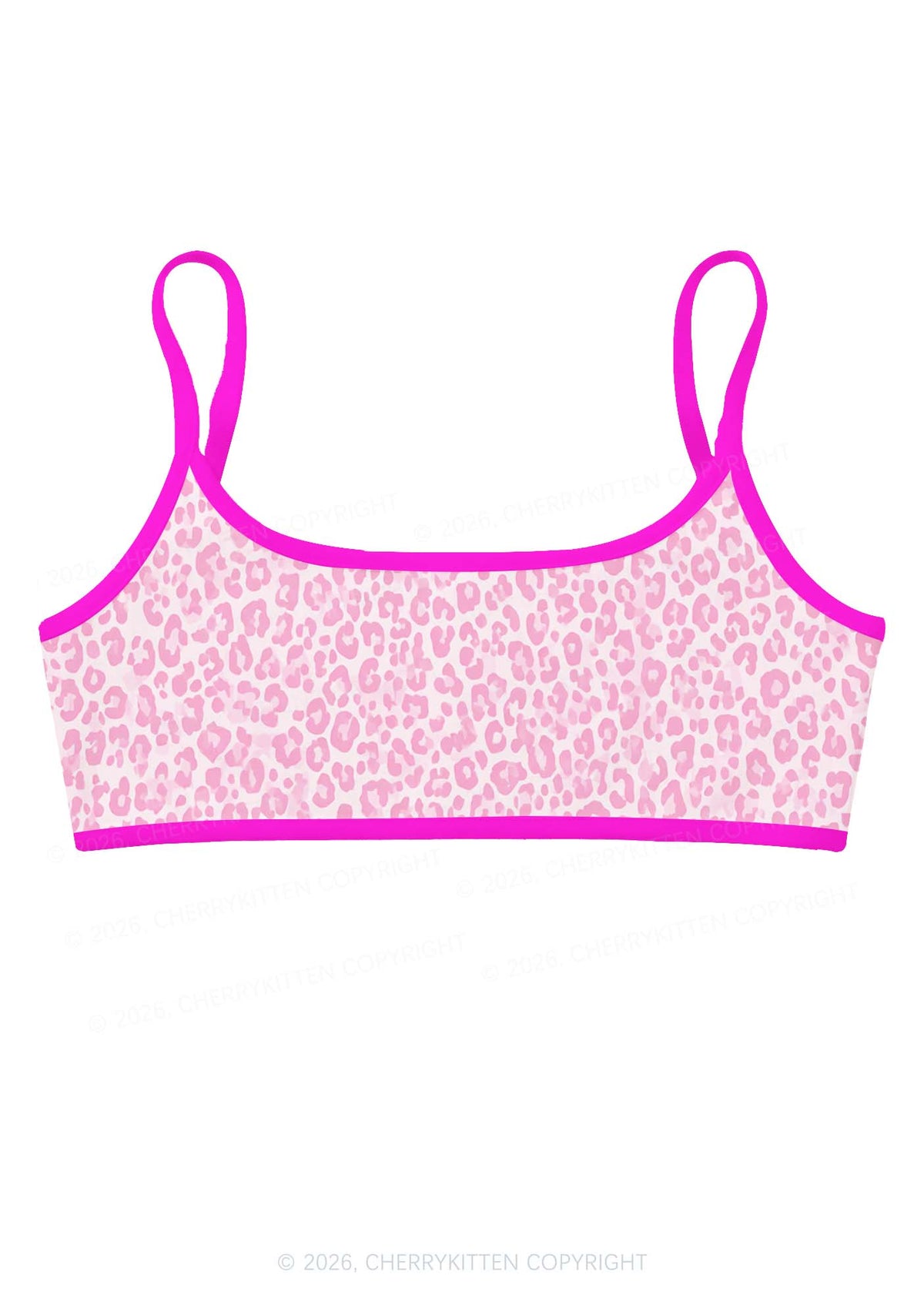 Pink Leopard Y2K Print Super Crop Cami Cherrykitten