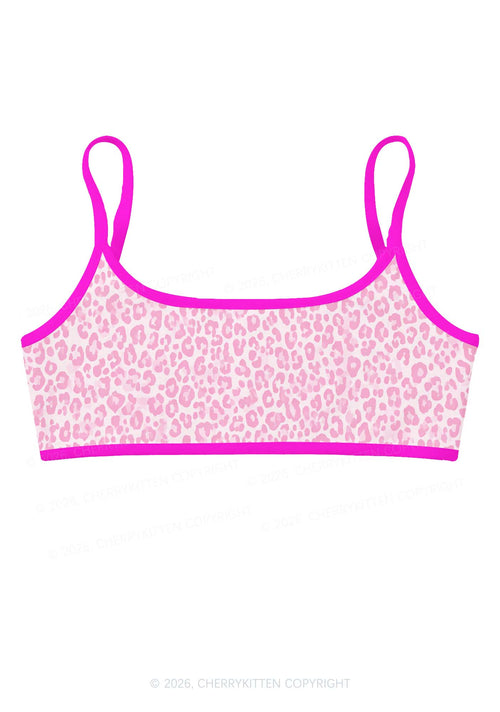 Pink Leopard Y2K Print Super Crop Cami Cherrykitten