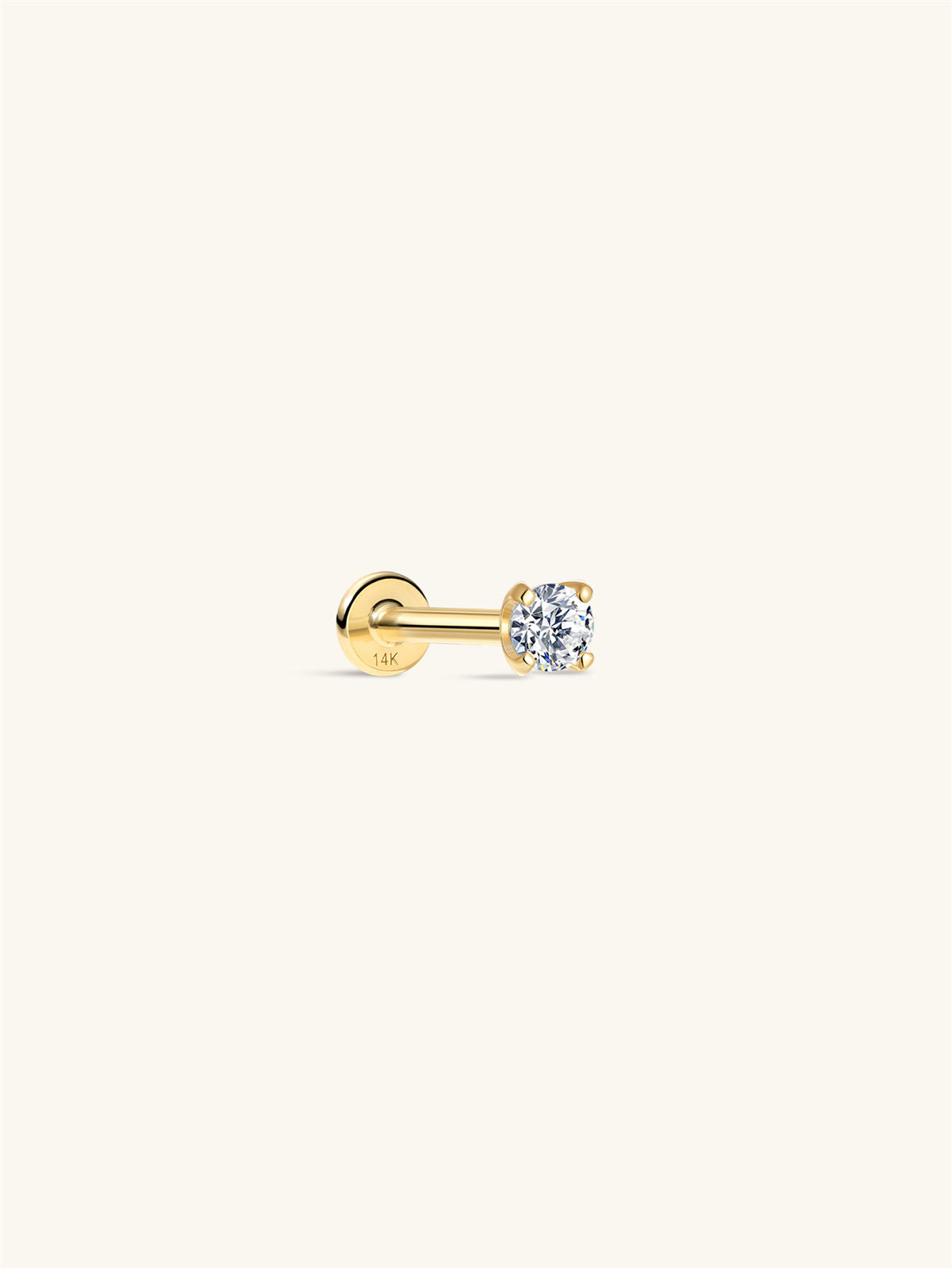 KOSINER 14K Solid Gold Minimalist 2MM Flat Back Stud