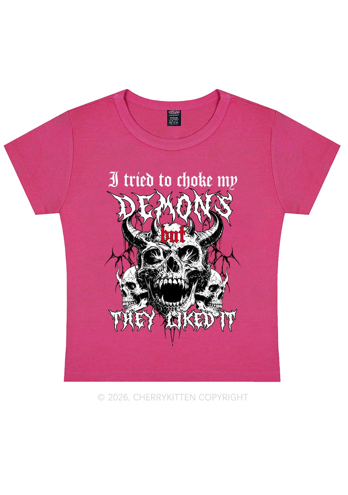 Halloween Choke My Demons Y2K Baby Tee Cherrykitten