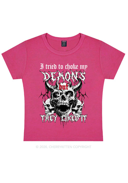 Halloween Choke My Demons Y2K Baby Tee Cherrykitten