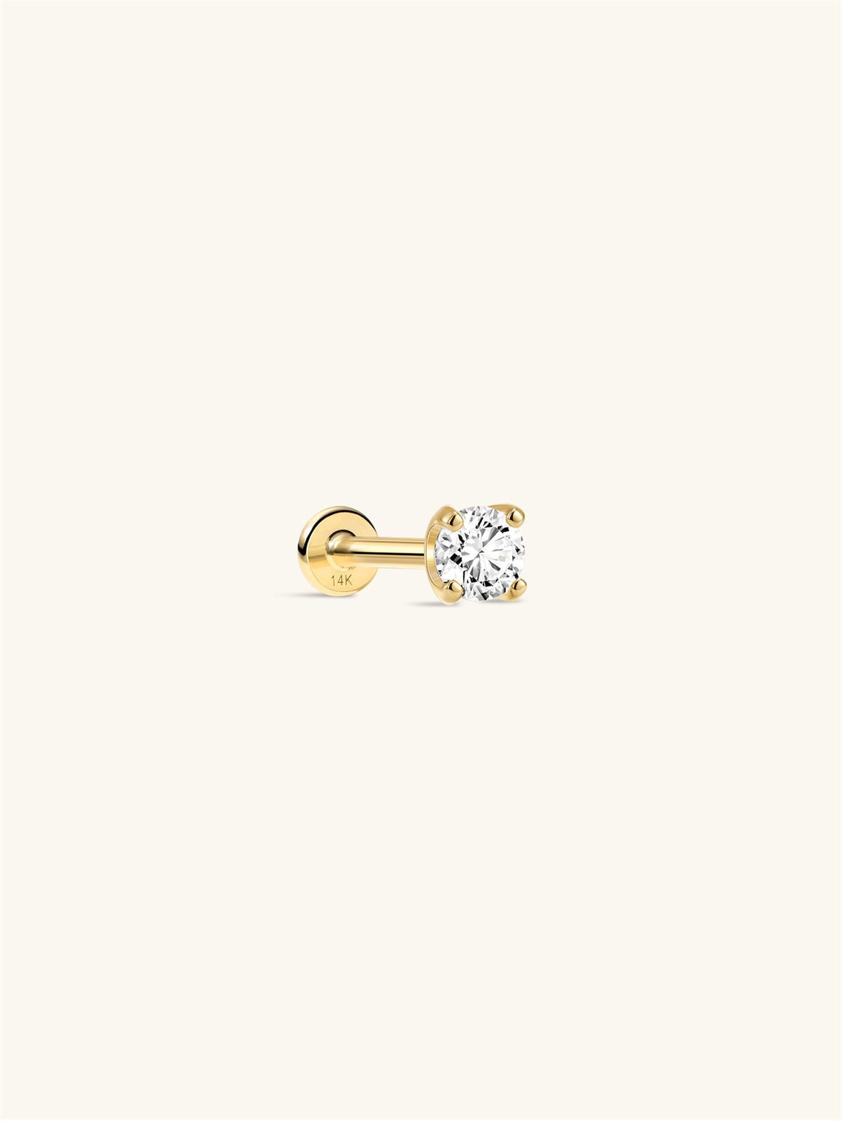 KOSINER 14K Solid Gold Minimalist Flat Back Stud