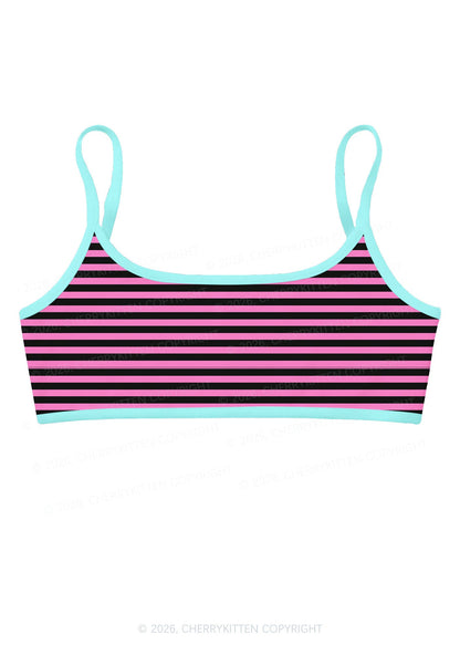 Pink And Black Stripes Y2K Print Super Crop Cami Cherrykitten