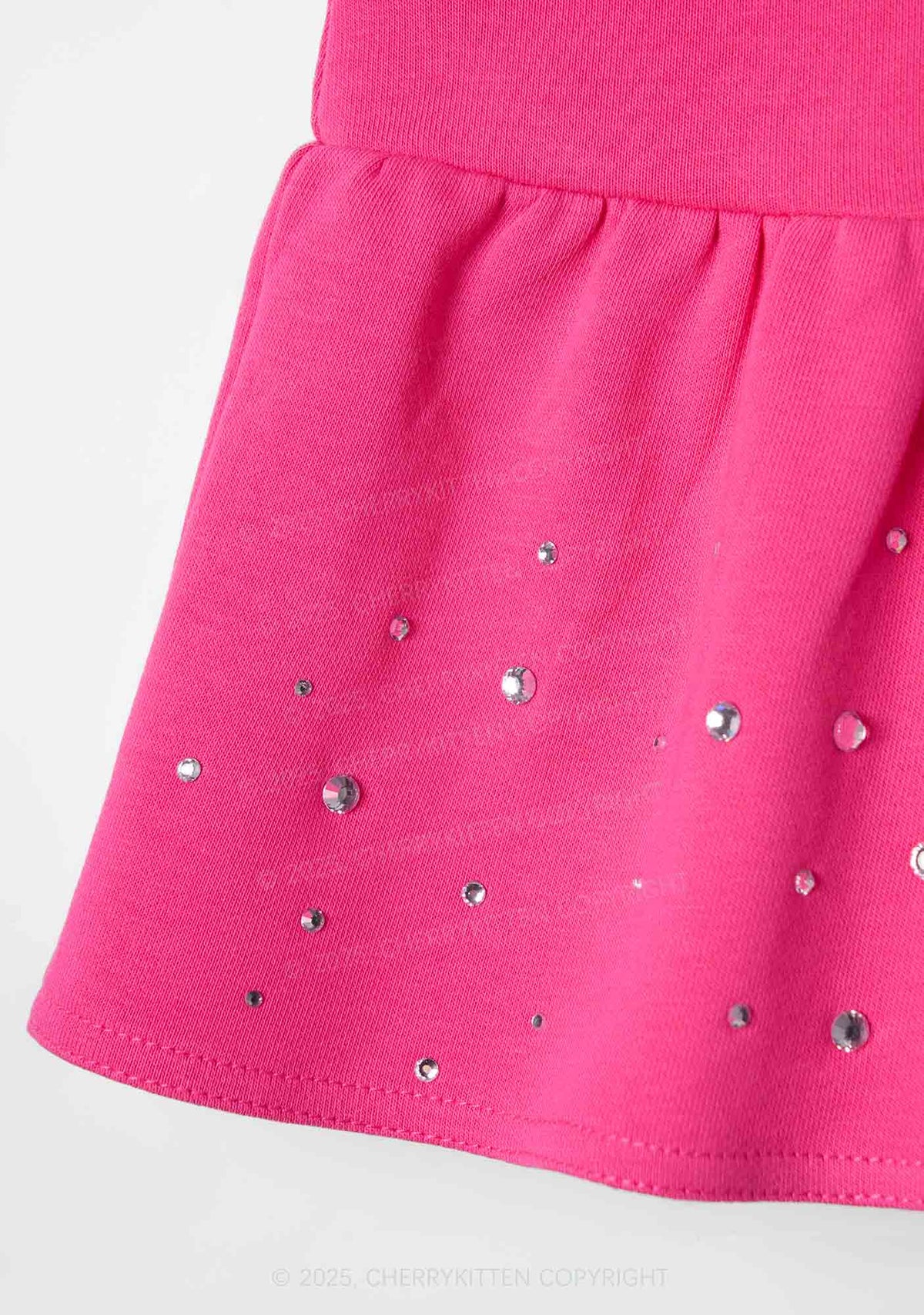 Rhinestone I Just Look Straight Pride Y2K Pink Ruffled Rhinestone Mini Skirt Cherrykitten