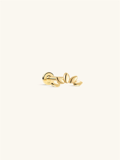 KOSINER 14K Solid Gold Glossy Petal Arc Flat Back Stud