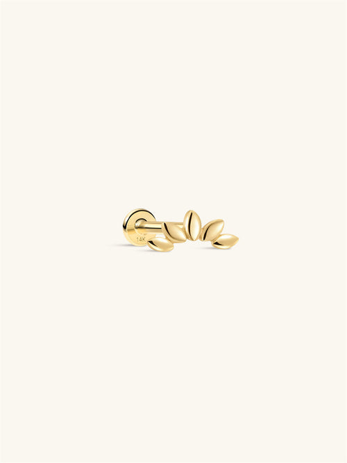 KOSINER 14K Solid Gold Glossy Petal Arc Flat Back Stud