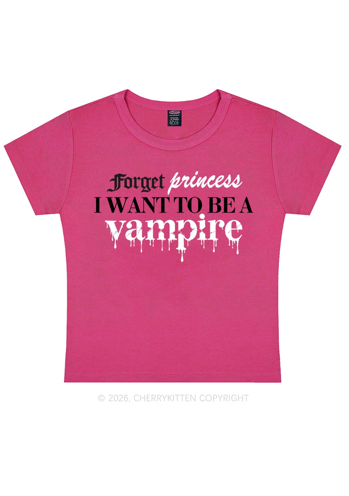 Halloween Want To Be Vampire Y2K Baby Tee Cherrykitten
