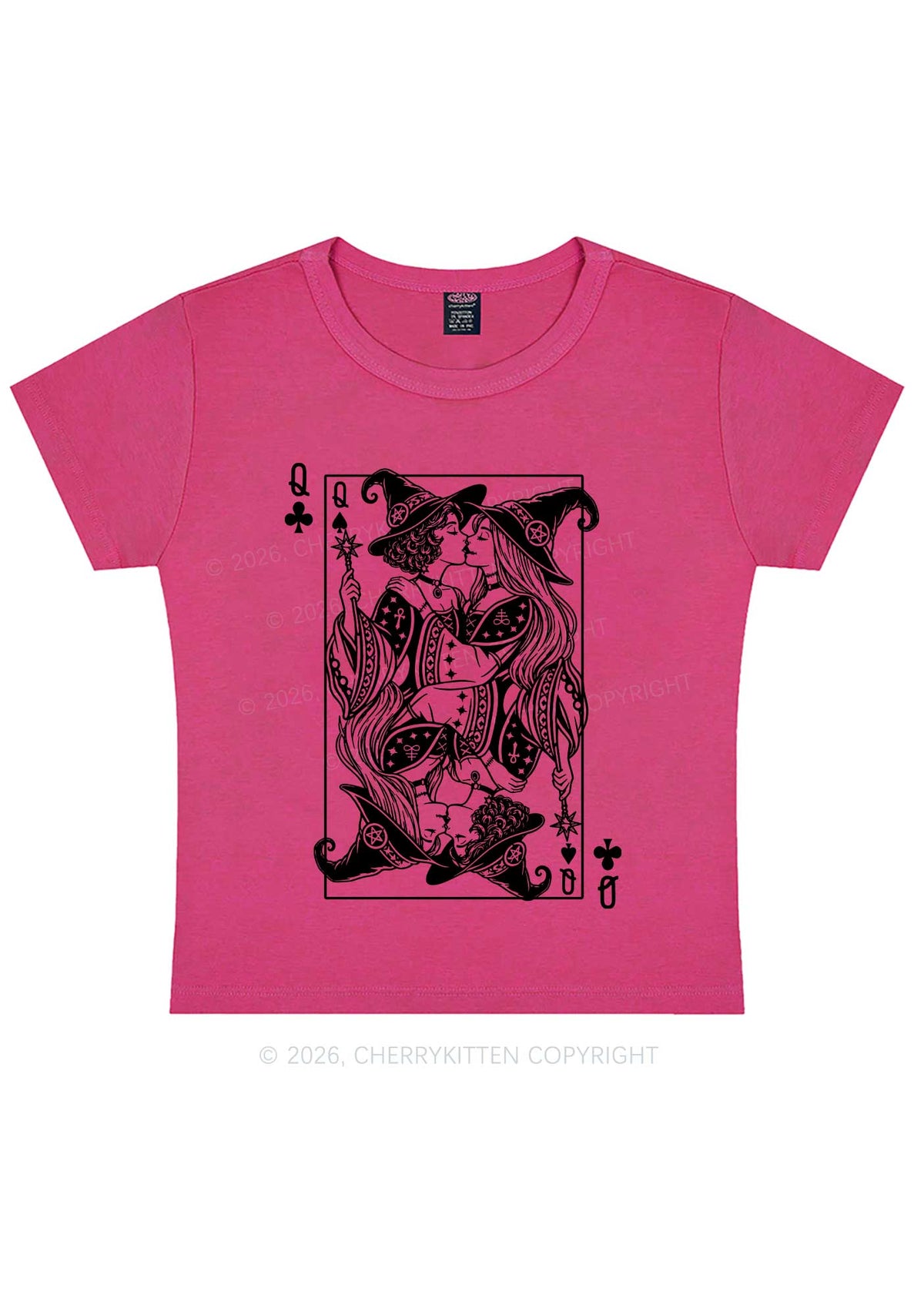Halloween Witches Queen Kiss Y2K Baby Tee Cherrykitten