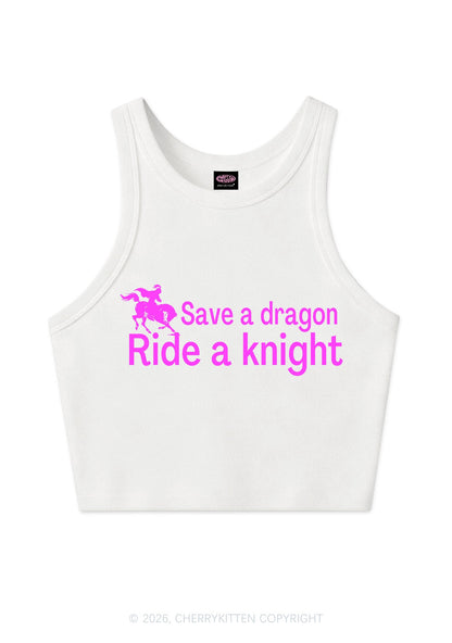 Save Dragon Ride Knight Y2K Crop Tank Top Cherrykitten