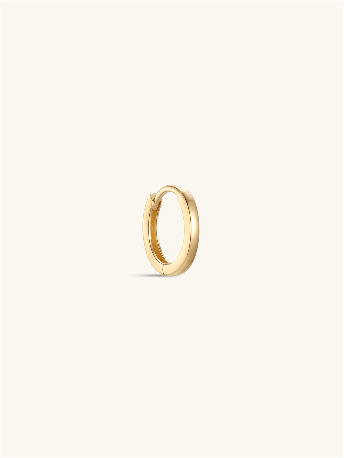 KOSINER 14K Solid Gold Minimalist Glossy Hoop