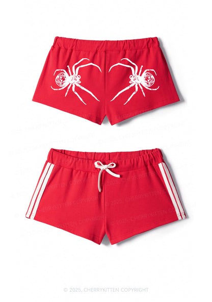 Skull Spider Y2K Drawstring Mini Shorts Cherrykitten
