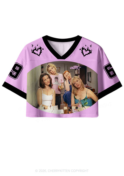 Girl Puzzled Y2K Crop Sport Jersey Shirts Cherrykitten