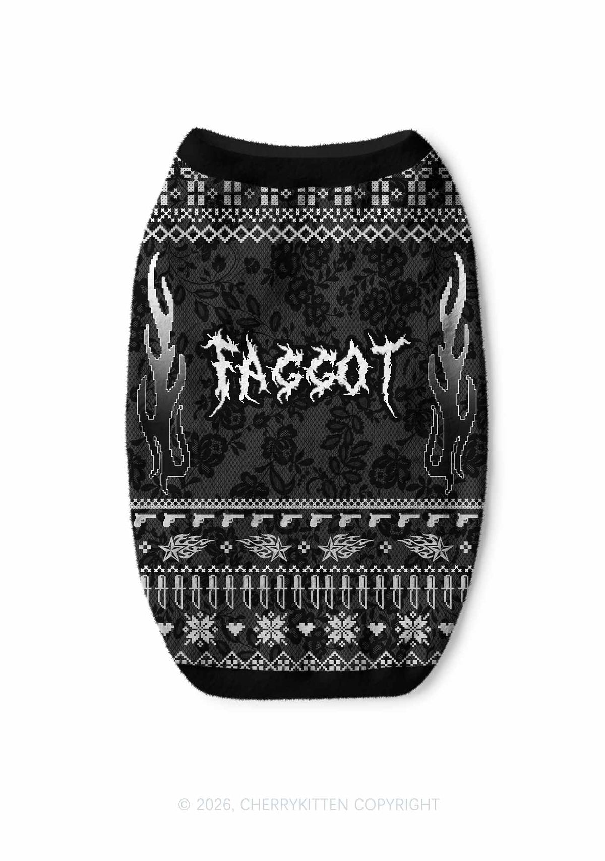 Punk Faggot Pride Y2K Pet Knit Sweatshirt Cherrykitten