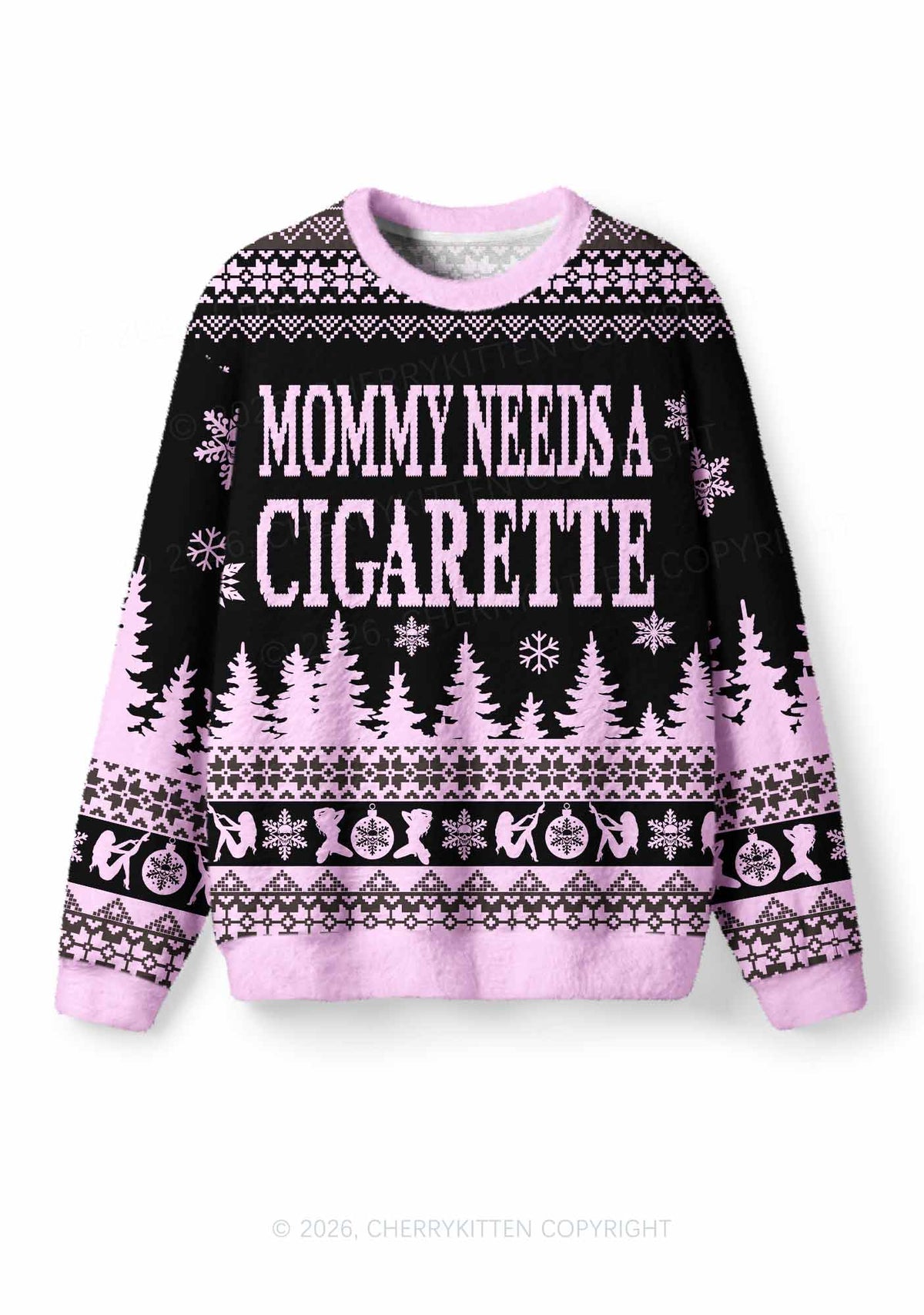 Mommy Needs A Cigarette Y2K Knit Sweatshirt Cherrykitten