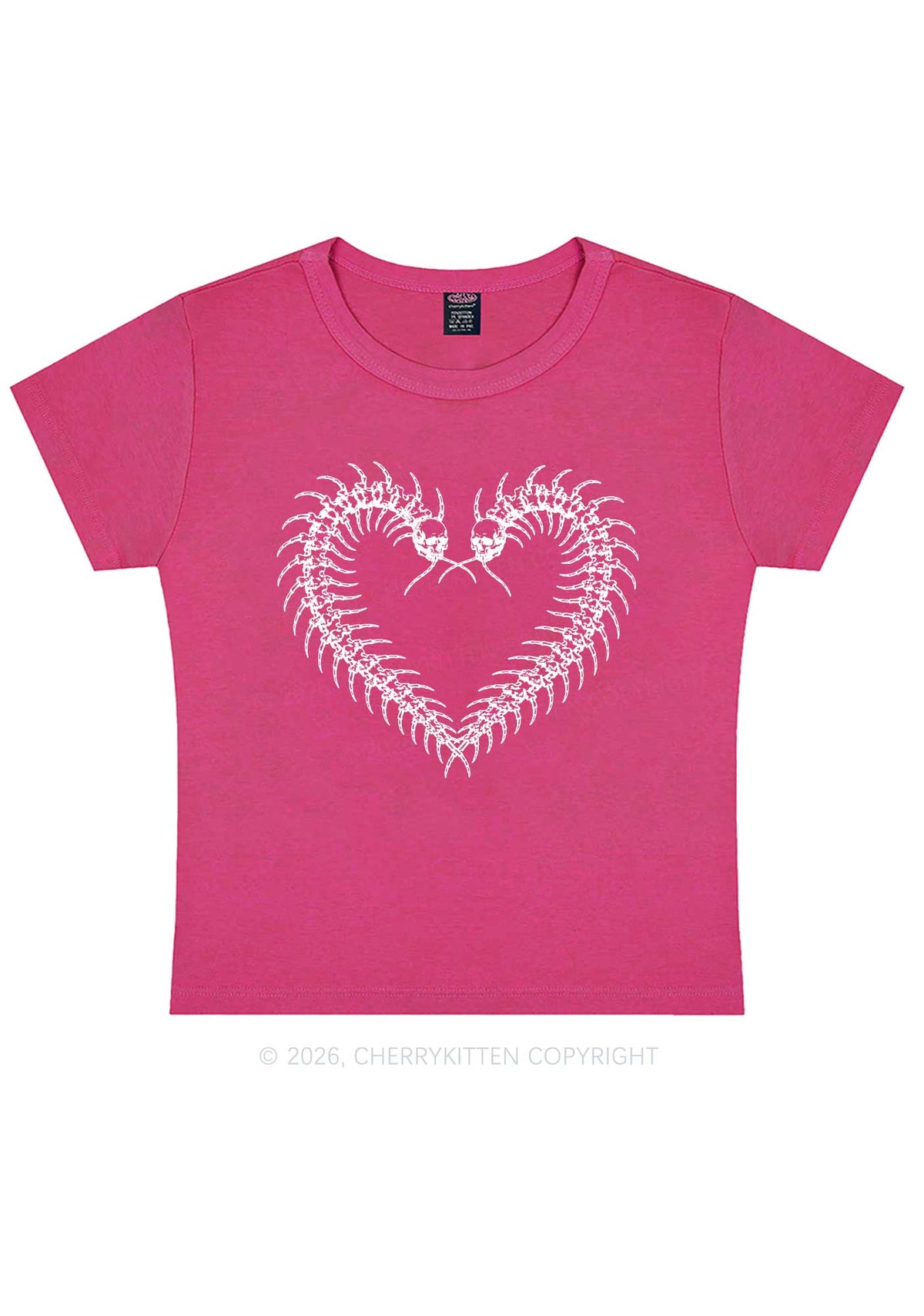 Halloween Centipede Heart Shape Y2K Baby Tee Cherrykitten