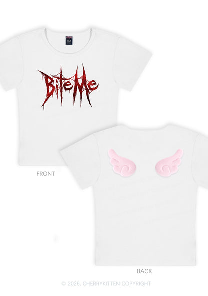 Halloween Bite Me Y2K Goth Angel Wings Baby Tee Cherrykitten