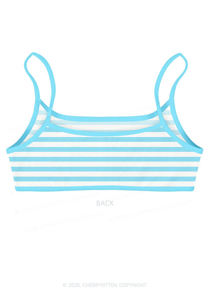 Blue And White Stripes Y2K Print Super Crop Cami Cherrykitten