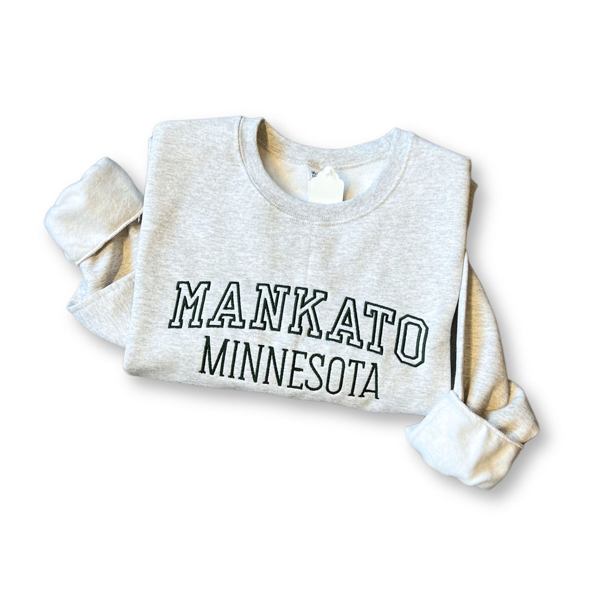 Embroidered MANKATO MN SWEATSHIRT - Oatmeal/Green
