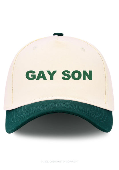Embroidered Gay Son Pride Y2K Color Block Baseball Cap Cherrykitten