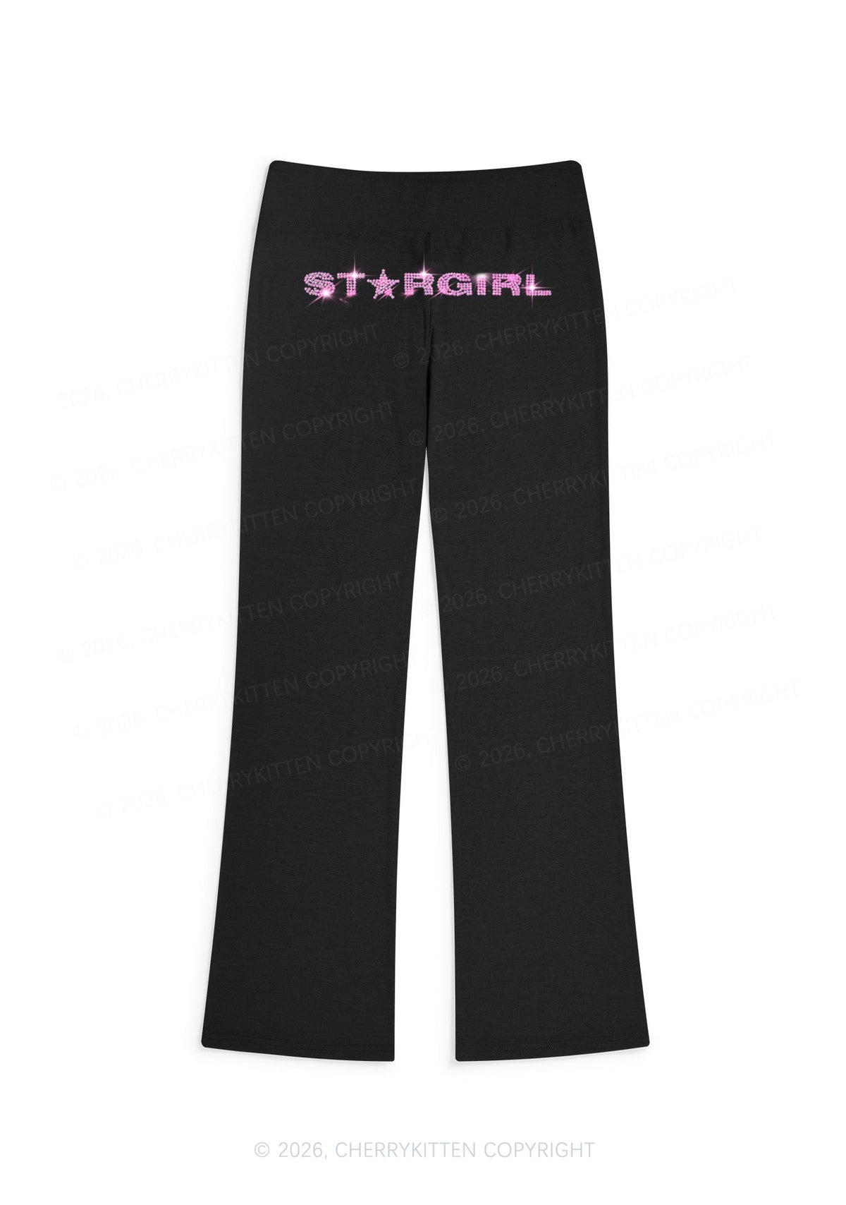 Rhinestone Stargirl Y2K Low Rise Drawstring Flare Pants Cherrykitten