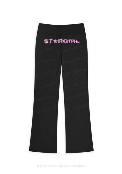 Rhinestone Stargirl Y2K Low Rise Drawstring Flare Pants Cherrykitten