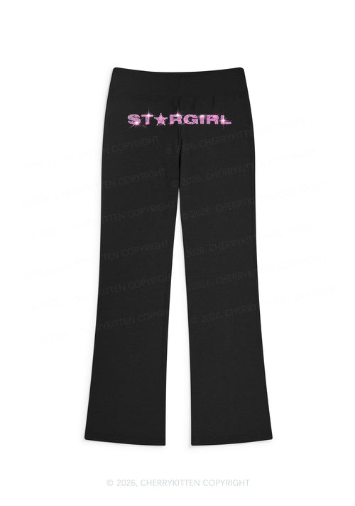 Rhinestone Stargirl Y2K Low Rise Drawstring Flare Pants Cherrykitten