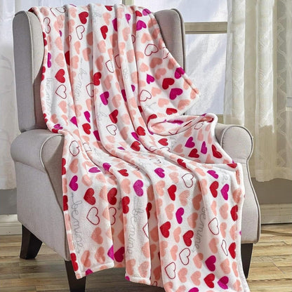 Valentine's Day Heart-Themed Throw Blanket – Ultra Plush, Soft, Cozy, and Luxurious Fleece, 50" x 60"