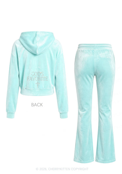 Rhinestone Gods Favorite Y2K Velvet Tracksuit Set Cherrykitten