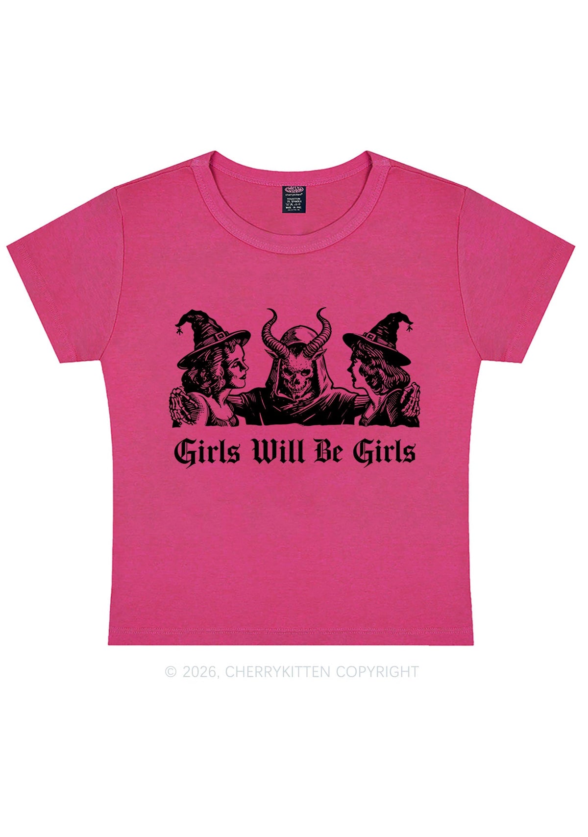 Halloween Witch Girl Y2K Baby Tee Cherrykitten