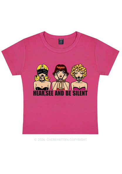 Hear See Be Silent Y2K Baby Tee Cherrykitten