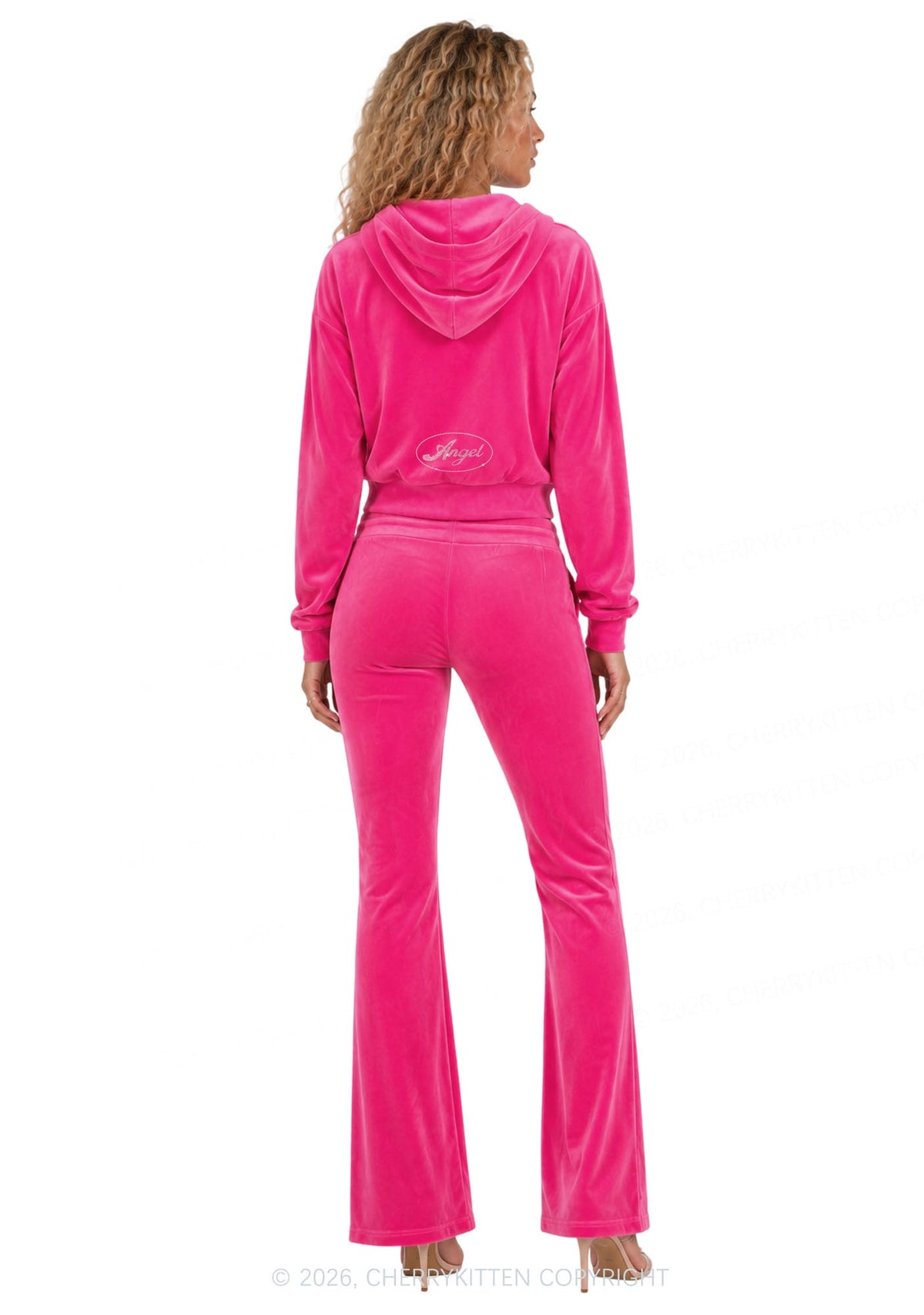 Rhinestone Angel Y2K Velvet Tracksuit Set Cherrykitten