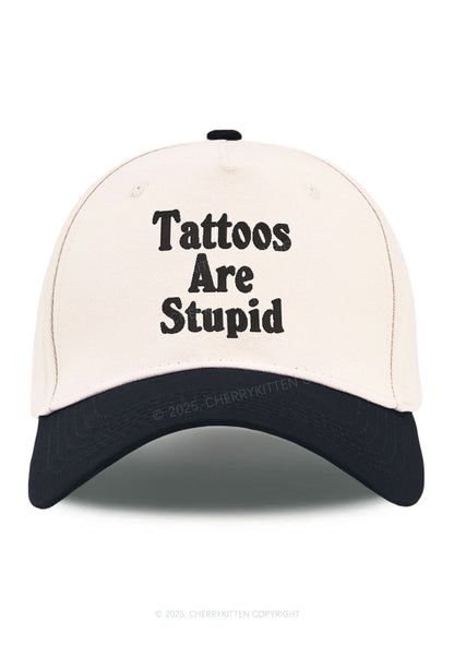 Embroidered Tattoos Are Stupid Y2K Color Block Baseball Cap Cherrykitten