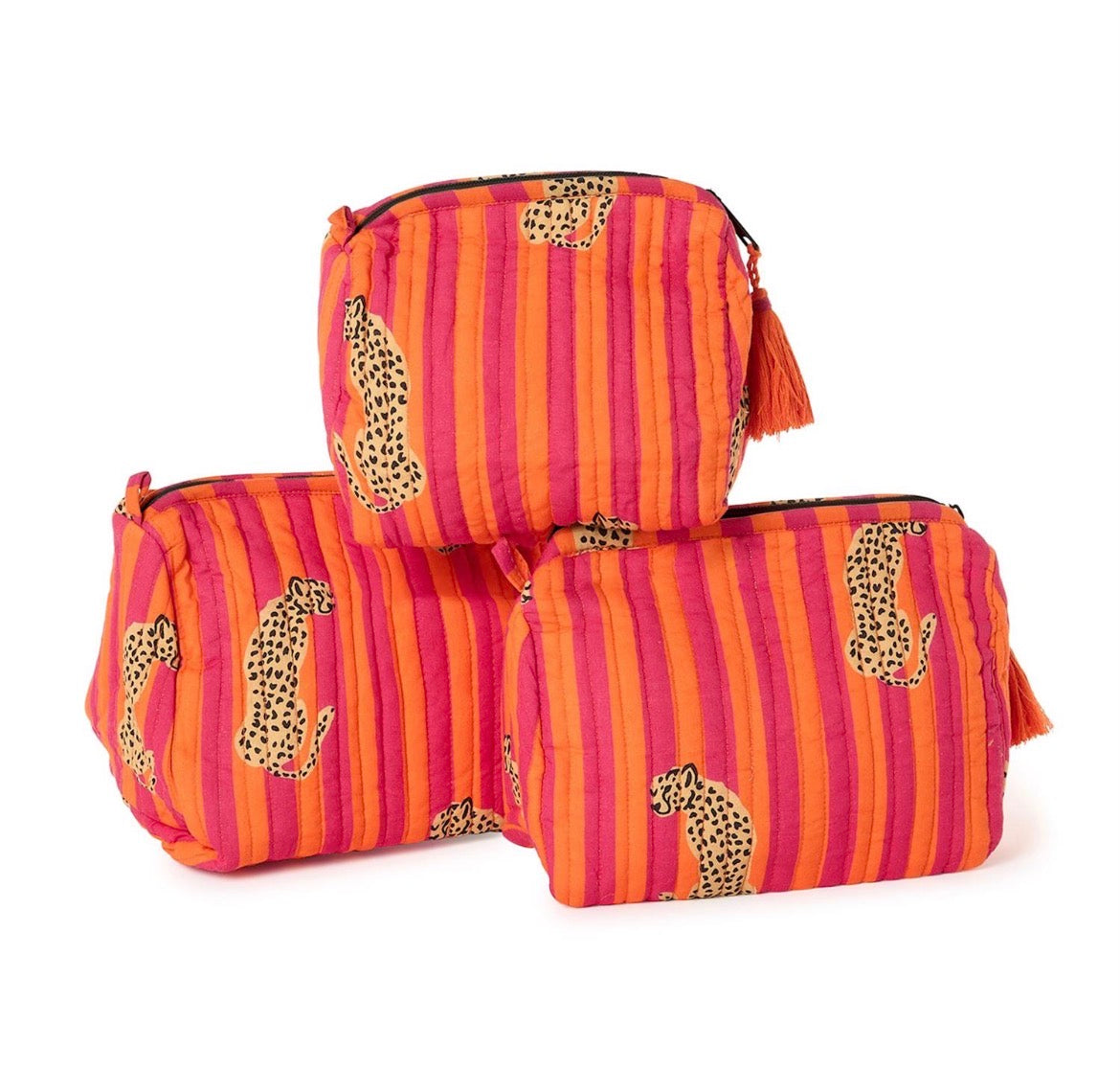 Pink Stripe Cheetah Pouches