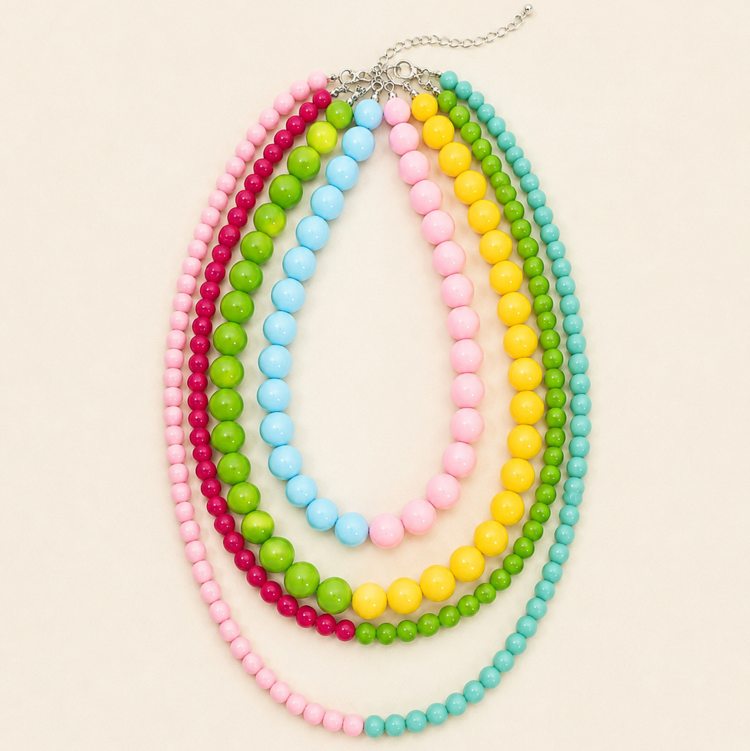 Multi Resin Beaded Layered Necklace