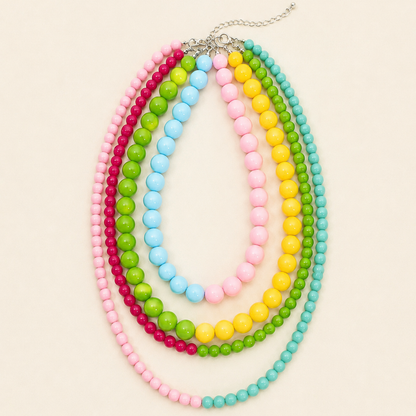 Multi Resin Beaded Layered Necklace