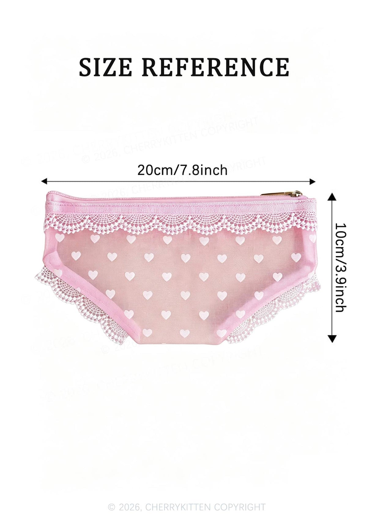 Briefs Shape Y2K Mesh Lace Trim Cosmetic Pouch Cherrykitten