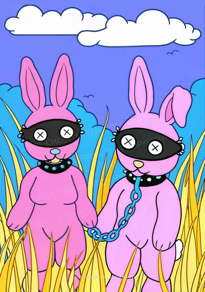 BDSM Bunny Y2K Print Slip Dress Cherrykitten