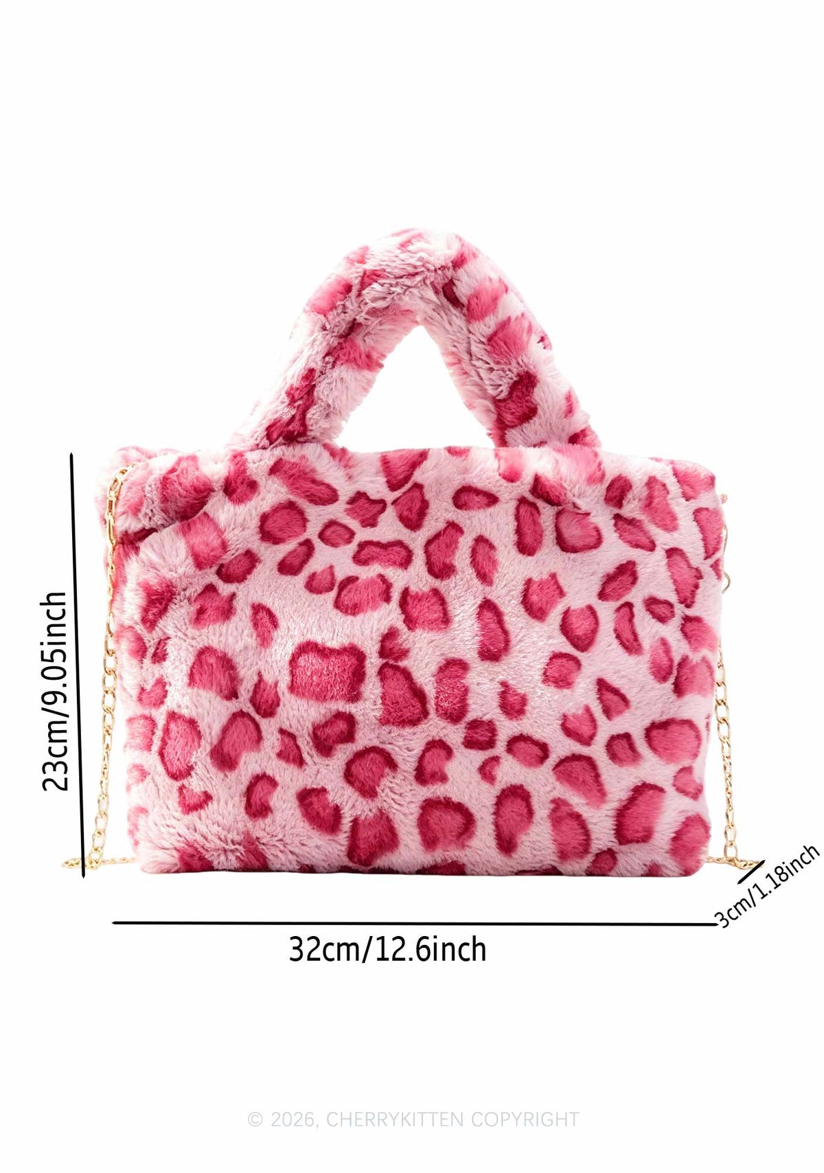 Glitter Custom Text Y2K Plush Leopard Handbag Cherrykitten