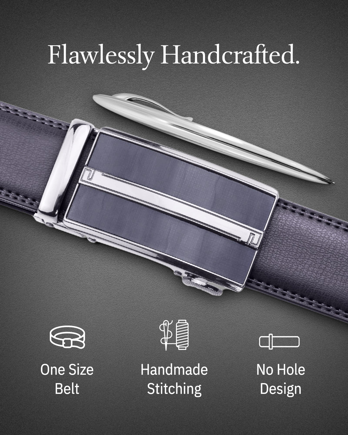 Microfiber Leather Ratchet Belt – No Holes, Custom Fit, 1.3" Strap