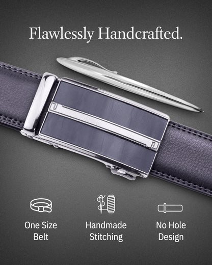 Microfiber Leather Ratchet Belt – No Holes, Custom Fit, 1.3" Strap