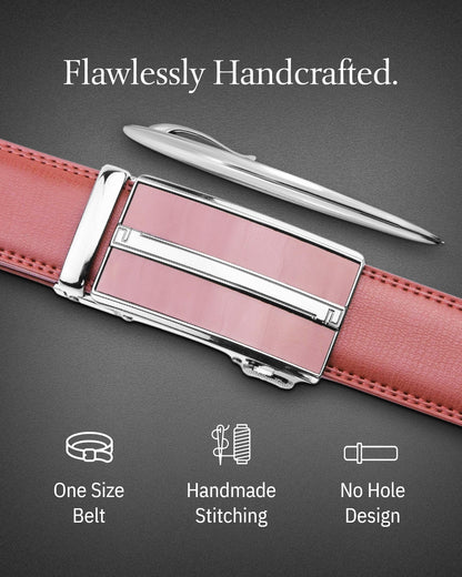 Microfiber Leather Ratchet Belt – No Holes, Custom Fit, 1.3" Strap